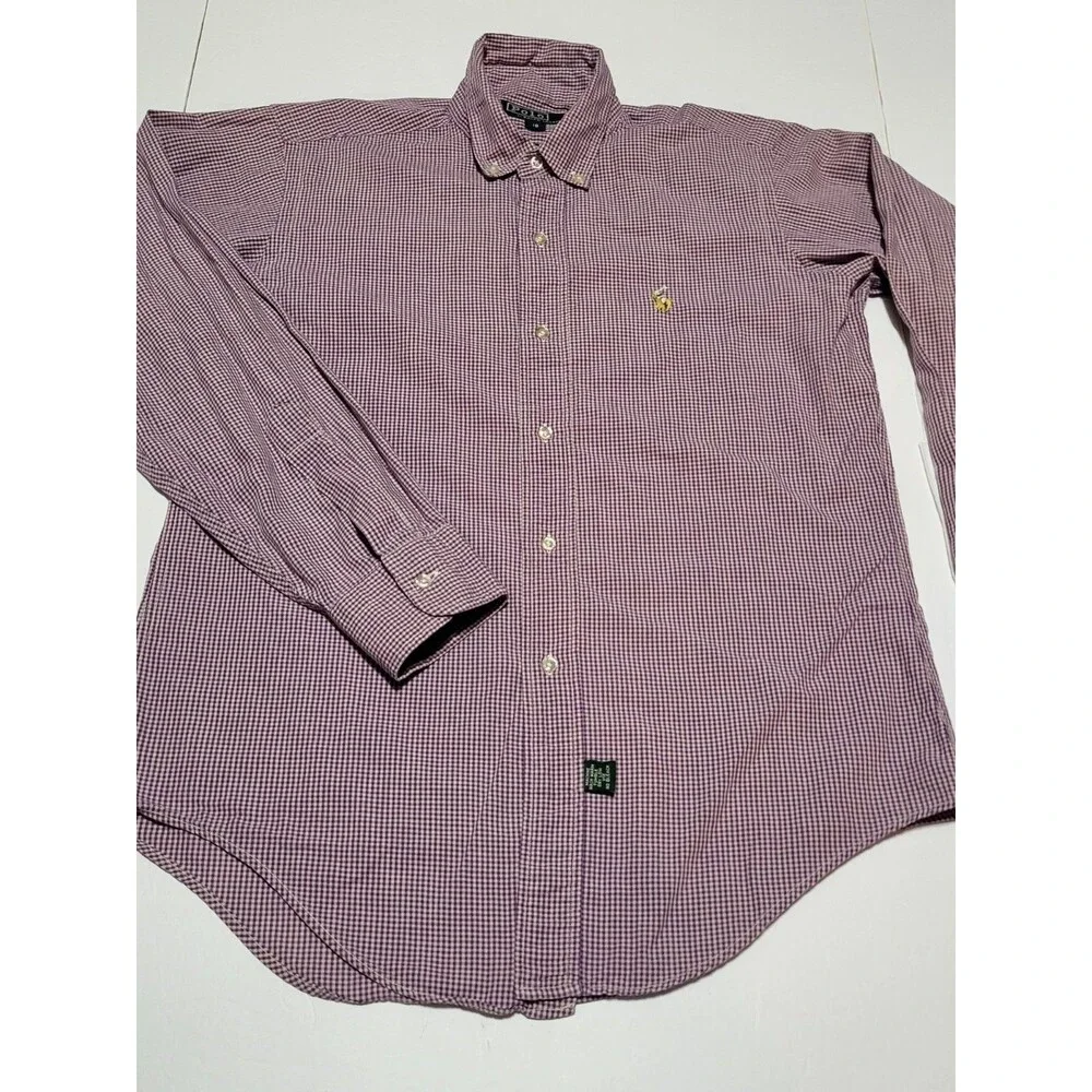 (#L2) Polo By Ralph Lauren Long Sleeve Button Down Size Youth 18 Purple White